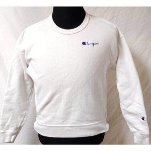 Champion Reverse Weave Medium White Crop Spellout Logo Heavyweight Sweatshirt